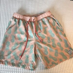 Peach Pineapple Print Swim Shorts